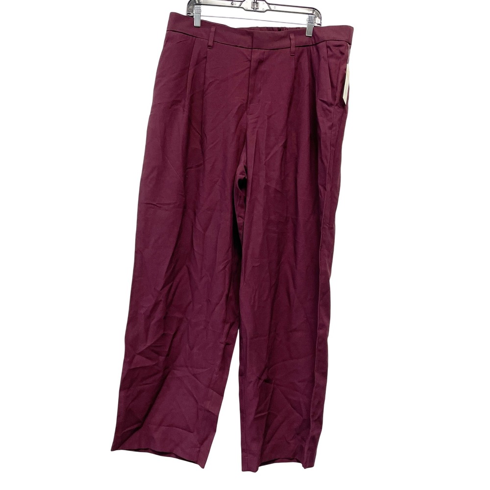 A New Day Women's Burgundy Wide Leg Pleated Trousers Pants Size 17